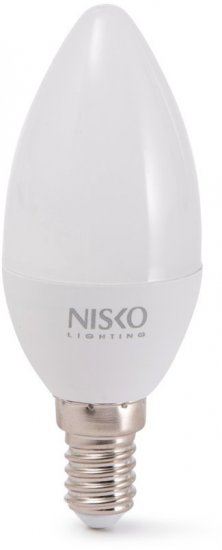 נורת LED נר בציפוי חלבי NISKO 7W E14 A37 – אור קר 6000K