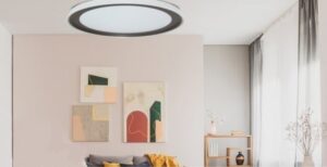 מנורה צמודת תקרה עגולה Lumitec Plate 75W – גוון אור מתחלף 3000K-6500K + שלט, צבע שחור