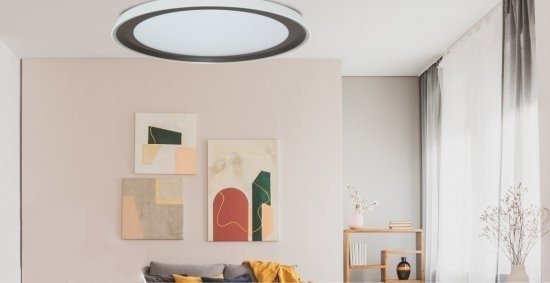 מנורה צמודת תקרה עגולה Lumitec Plate 75W – גוון אור מתחלף 3000K-6500K + שלט, צבע שחור