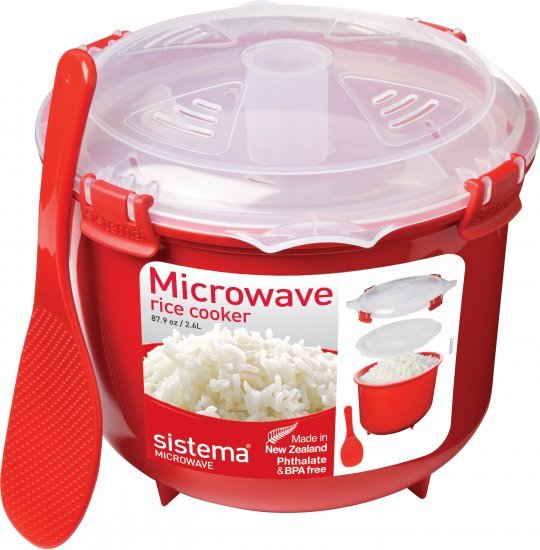 סיר בישול לאורז 2.6 ליטר + כף – Sistema Microwave, אדום