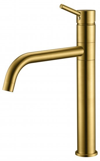 ברז פרח גבוה עם פייה ארוכה מתכווננת ZM חמת הפצה דגם Renne – צבע זהב מוברש