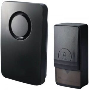 פעמון דלת אלחוטי 230V+לחצן בטהובן צבע שחור