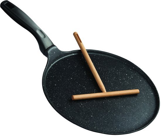 מחבת קרפ 30 ס"מ + מרדד עץ – Arcosteel Bio Stone