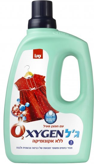 סנו אוקסיג'ן ג'ל מסיר כתמים לכביסה צבעונית ולבנה - נפח 3 ליטר