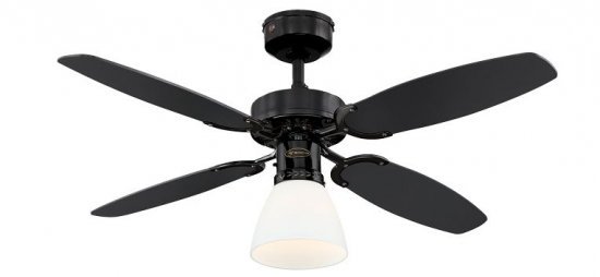 מאוורר תקרה 42 אינץ Westinghouse Capitol - גוף שחור, 4 כנפיים בצבע שחור / דובדבן - כולל שלט