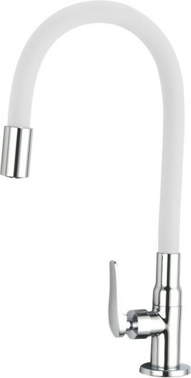 ברז פרח לכיור מים קרים עם פיית גומי לבנה Aquila