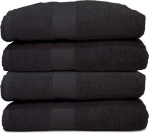 4 מגבות גוף 100% כותנה 68x125 ס"מ דגם Classic מבית Homestyle – שחור