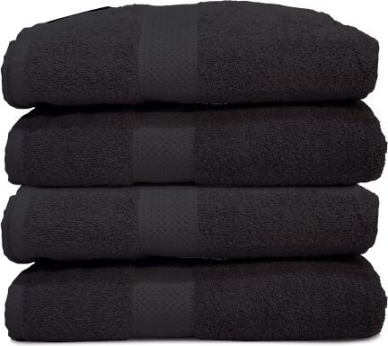 4 מגבות גוף 100% כותנה 68x125 ס"מ דגם Classic מבית Homestyle – שחור