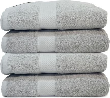 4 מגבות גוף 100% כותנה 68x125 ס"מ דגם Classic מבית Homestyle – אפור בהיר