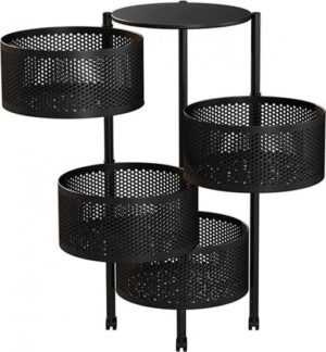 עגלת שירות 4 תאים נפתחת עגולה Garden Top Liat - צבע שחור