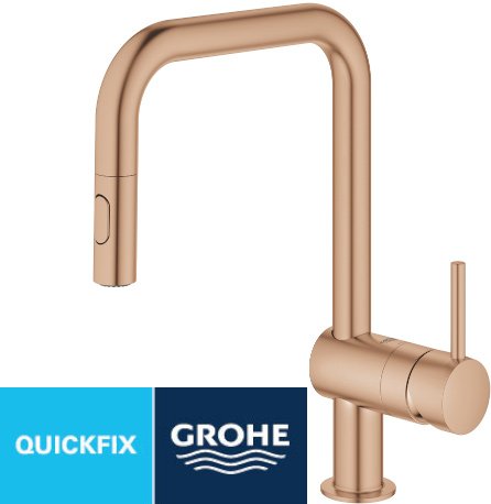 213759_b_1.jpg ברז נשלף עם פייה קשתית וידית GROHE דגם Minta – צבע זהב ורוד בגימור כרום