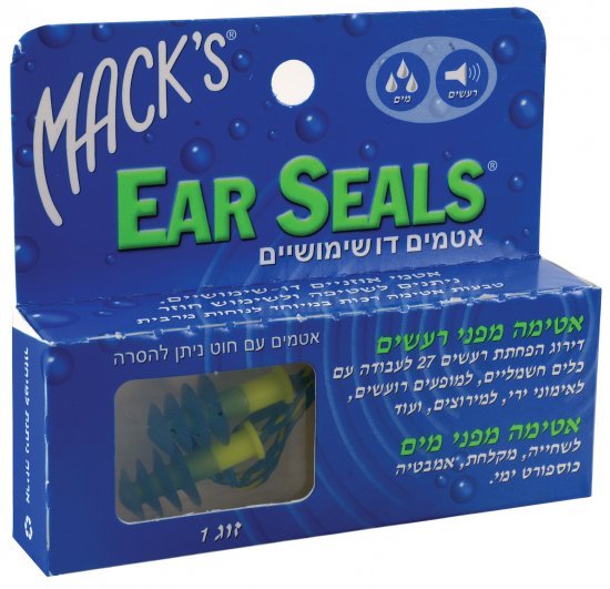 MACK'S - אטמי אוזניים לבריכה עם חוט