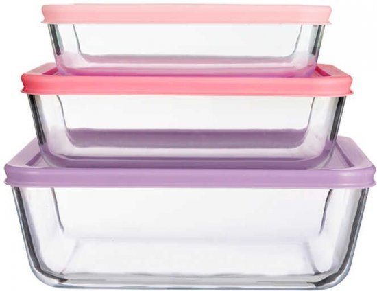 סט 3 קופסאות אחסון זכוכית עם מכסה סיליקון – Food Appeal Cook and Store