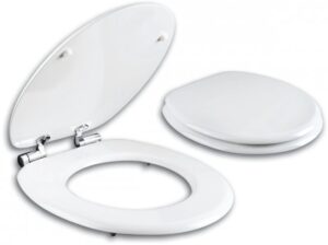 מושב אסלה טריקה שקטה מעץ יצוק מבית Aquila Premium – צבע לבן