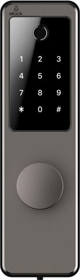 מנעול חכם המשלב אפליקציה, טביעת אצבע, קוד אישי, צ׳יפ קירבה ומפתח Wize מבית Elock צבע אפור כהה