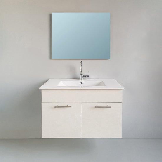 ארון אמבטיה תלוי ברוחב 60 ס"מ עם כיור משטח ומראה מרחפת דגם מארס מבית MATINA – צבע קרם