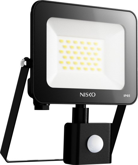 תאורת הצפה עם חיישן תנועה NISKO EAGLE 30W LED IP65 – גוון אור קר 6000K – צבע שחור