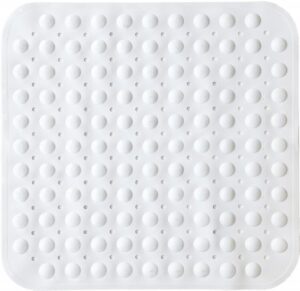 שטיחון למקלחון PVC למניעת החלקה דגם נקודות מבית Aquila – צבע לבן, מידה 53×53 ס"מ