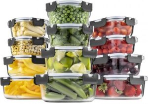 סט 12 קופסאות אחסון מזכוכית Finedine – 24 חלקים