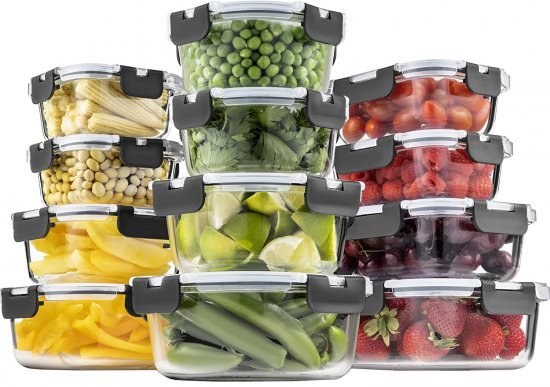 סט 12 קופסאות אחסון מזכוכית Finedine – 24 חלקים