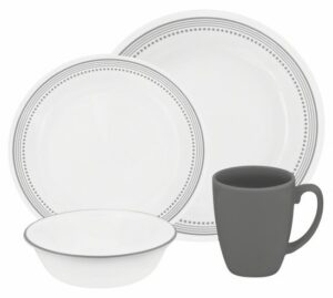 סט צלחות 16 חלקים – Corelle Mystic Gray, ל-4 סועדים
