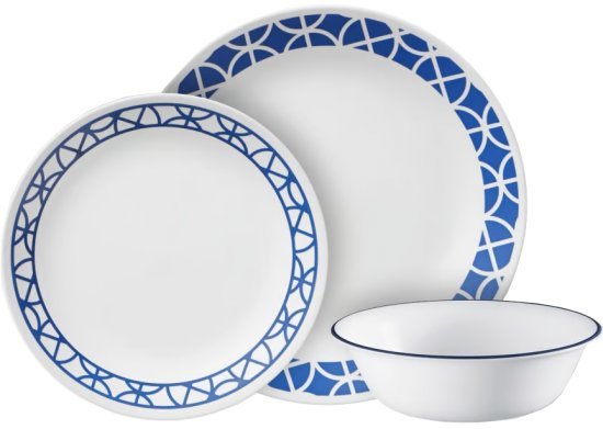 סט צלחות 12 חלקים ל-4 סועדים – Corelle Cobalt Circles