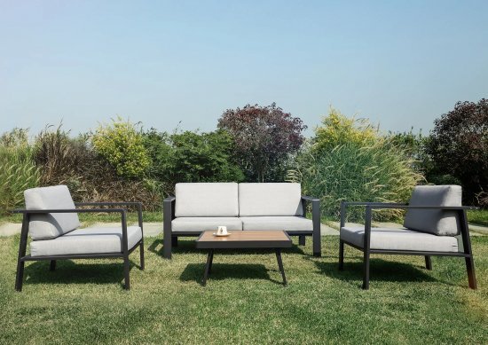 פינת ישיבה גן - ספה 2 מושבים + 2 כורסאות + שולחן Mira