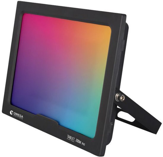 פנס הצפה Omega TABLET SMD LED 100W – כולל שלט – גוף שחור – RGB