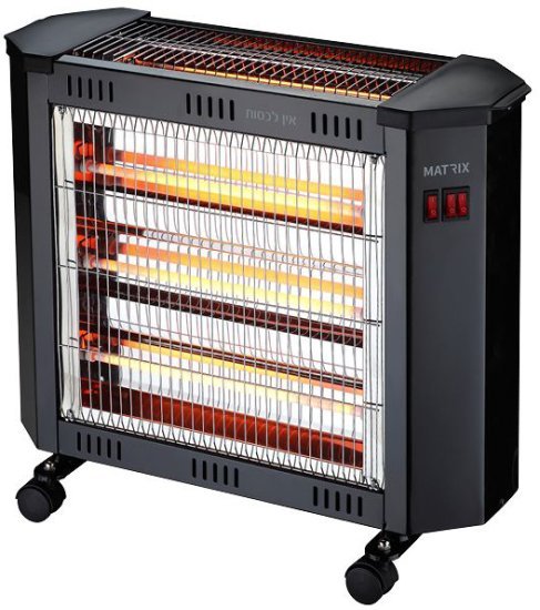 תנור חימום קוורץ 3+1 2400W מבית Matrix - צבע שחור