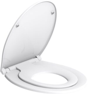 מושב אסלה כפול עם מתאם לילדים וטריקה שקטה מבית Aquila – צבע לבן