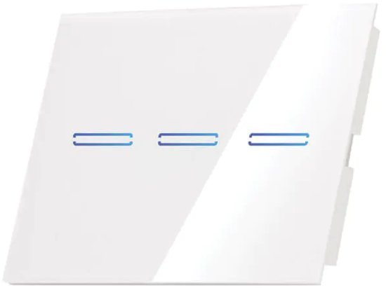 מפסק תאורה WiFi חכם תחת הטיח Semicom שלושה מתגים זכוכית לבנה