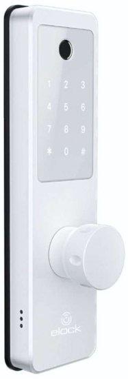 מנעול חכם המשלב אפליקציה, טביעת אצבע, קוד אישי, צ׳יפ קירבה ומפתח Wize מבית Elock צבע לבן