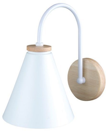 מנורת קיר קבועה דקורטיבית דגם KONUS הברגה E27 עד 40W מבית OMEGA – צבע לבן / עץ