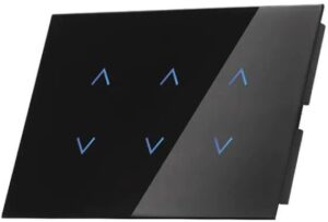 מתג חכם 3 מפסקים לתריסים להתקנה מתחת לטיח גוויס 3 ו4 מקום Semicom זכוכית שחורה