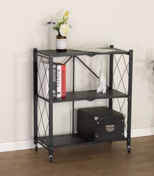 כוננית 3 מדפים ניידת ממתכת דגם Hadas מבית Star Shop - צבע שחור