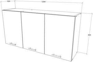 ארון שירות עליון למטבח 3 דלתות 1.2 מטר דגם Tavor מבית Tudo Design - צבע שחור