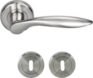 ידיות דלת פנים דגם סיציליה + זוג רוזטות מפתח 0 מבית Yale צבע ניקל