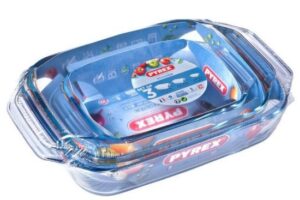 סט 3 תבניות אפיה מלבניות מזכוכית – Pyrex Irresistible