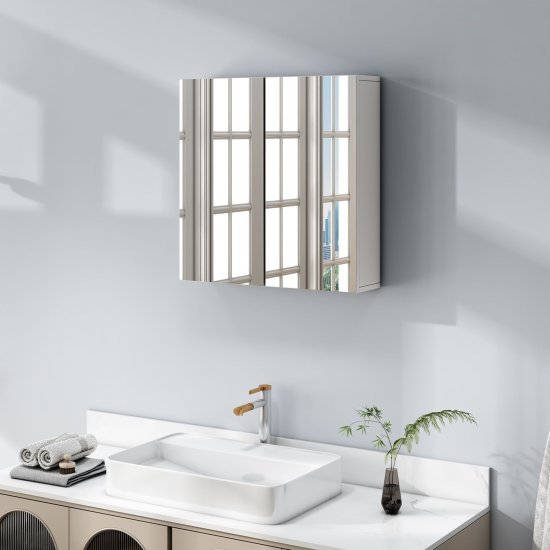 ארון אמבטיה תלוי 2 דלתות עם מראה דגם Ariel מבית Star Shop - צבע לבן