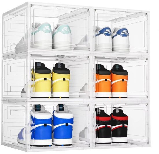 קופסה לאחסון נעליים קשיחה דגם Model מבית HomeSet - צבע שקוף - יחידה אחת