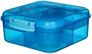 קופסת אוכל Bento Cube 1.25 ליטר + כוס יוגורט – Sistema Lunch, כחול
