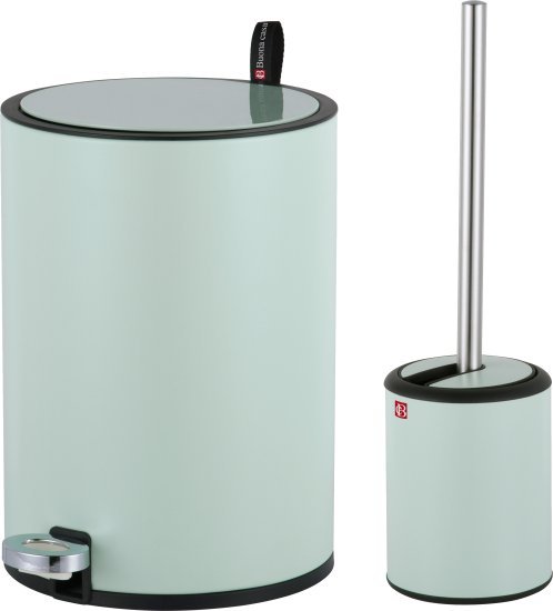 סט שירותים פח אשפה 5 ליטר + מברשת אסלה דגם Naples מבית Buona Casa – צבע ירוק מנטה