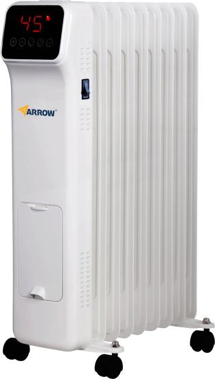 רדיאטור חימום דיגיטלי 9 צלעות עם שלט ומתקן תליית כביסה Arrow 2000W