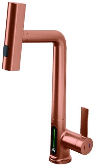 ברז מטבח נשלף בציפוי PVD דגם Gyro מבית קבוצת ZM חמת הפצה – צבע זהב ורוד