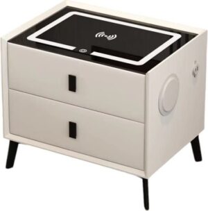 שידה חכמה עם טעינה אלחוטית ורמקולי Bluetooth מבית Multi Garden - צבע שמנת