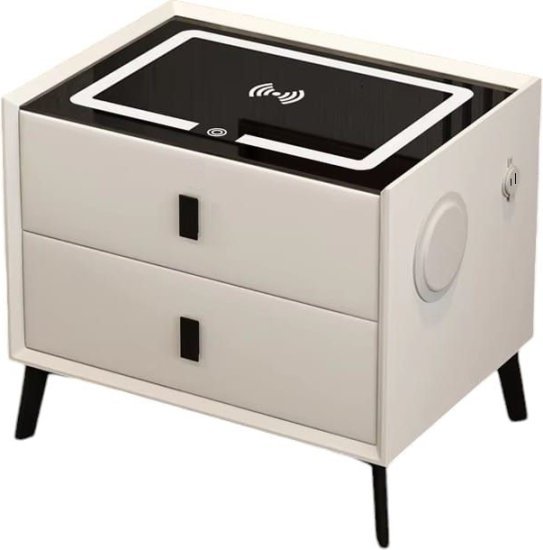 שידה חכמה עם טעינה אלחוטית ורמקולי Bluetooth מבית Multi Garden - צבע שמנת