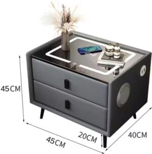 שידה חכמה עם טעינה אלחוטית ורמקולי Bluetooth מבית Multi Garden - צבע שחור