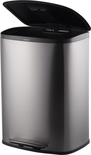 פח דוושה עם פילטר וסגירה שקטה 50 ליטר – Buona Casa Apollo, כסוף מטאלי