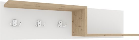 360969_b_1.jpg מדף מעוצב בשילוב ווי תליה דגם Ginger מבית Tudo Design - צבע לבן / עץ