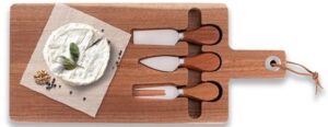 מארז בוצ'ר עם ידית + 3 סכינים לחיתוך גבינות – Naaman, עץ שיטה